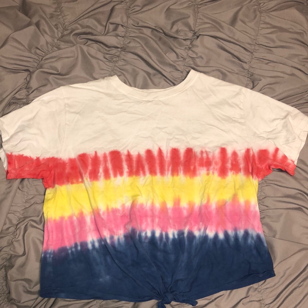 Horizontal Tie Dye Knot Tie Crop Top